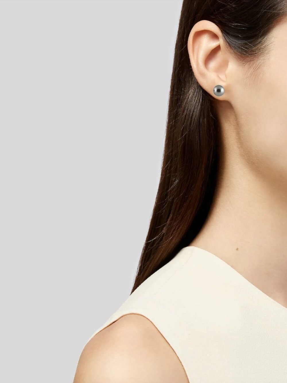 Mikimoto 18K Dark Grey Pearl Solitaire Earrings - Picture 6 of 6